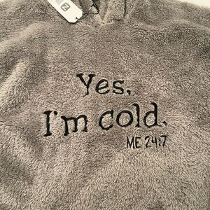 Gray Fleece Pullover with Embroidered Text